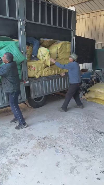 邢台发酵鸡粪，羊粪，有机肥正在卸车中