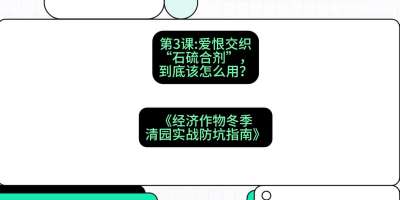 第3节：【核武药剂】爱恨交织的&ldquo;石硫合剂&rdquo;，到底该怎么用？，课程：《经济作物冬季清园&middot;实战防坑指南》#识农AI