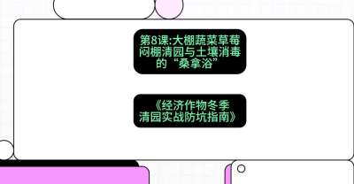 第8节：【大棚蔬菜草莓】闷棚清园与土壤消毒的&ldquo;桑拿浴&rdquo;，课程：《经济作物冬季清园&middot;实战防坑指南》#识农AI