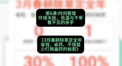 第6节：时间管理环境天敌，低温与干旱&mdash;&mdash;看不见的杀手，课程：《3月春耕除草定全年：省钱、省药、不烧苗、少打两遍药的秘密》